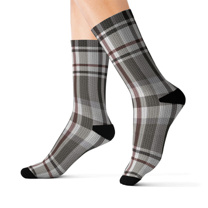 Socks with print plaid fabric