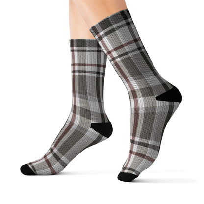 Socks with print plaid fabric