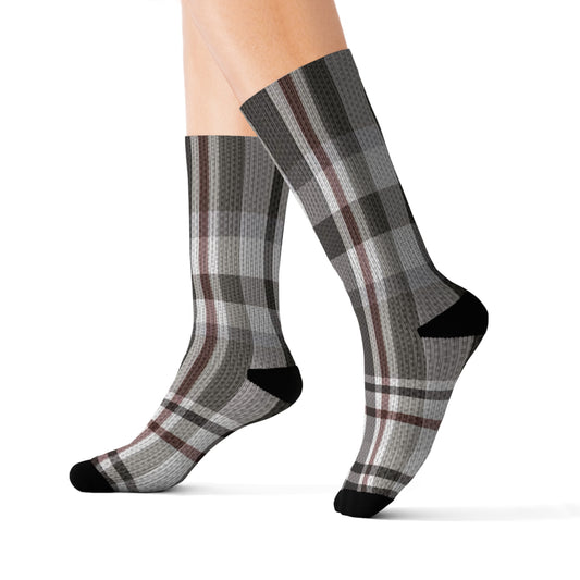 Socks with print plaid fabric